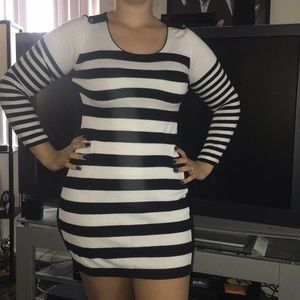 Black/white striped mini dress
